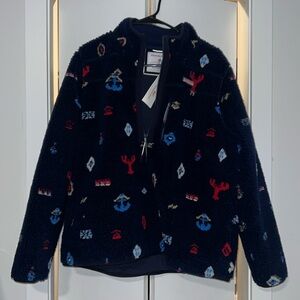 NWOT Vineyard Vines Nautical Print Fleece 3/4 Zip XL